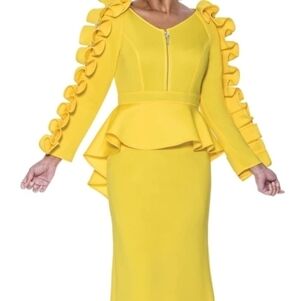 Elegant Yellow Long Sleeve Dress